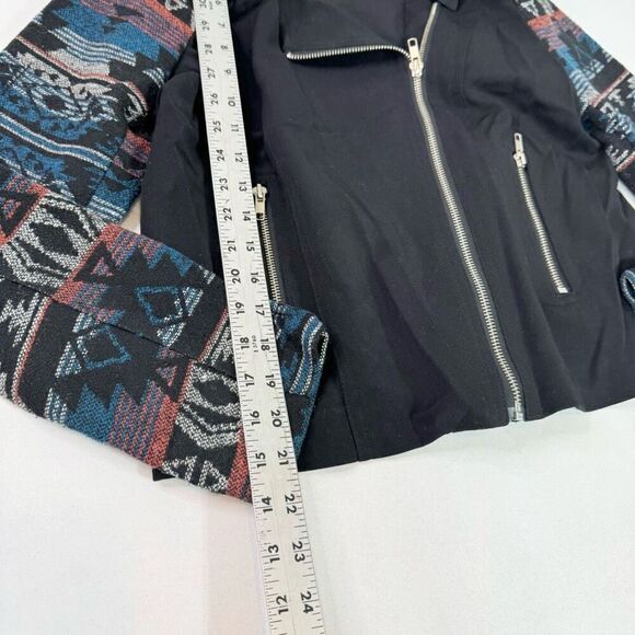Daniel Rainn Moto Jacket Womens Small Aztec Black Full Zip Pockets Chevron boho - Picture 4 of 9